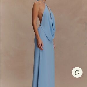 Meshki Katalina Chiffon Cowl Blue Halter Maxi Set